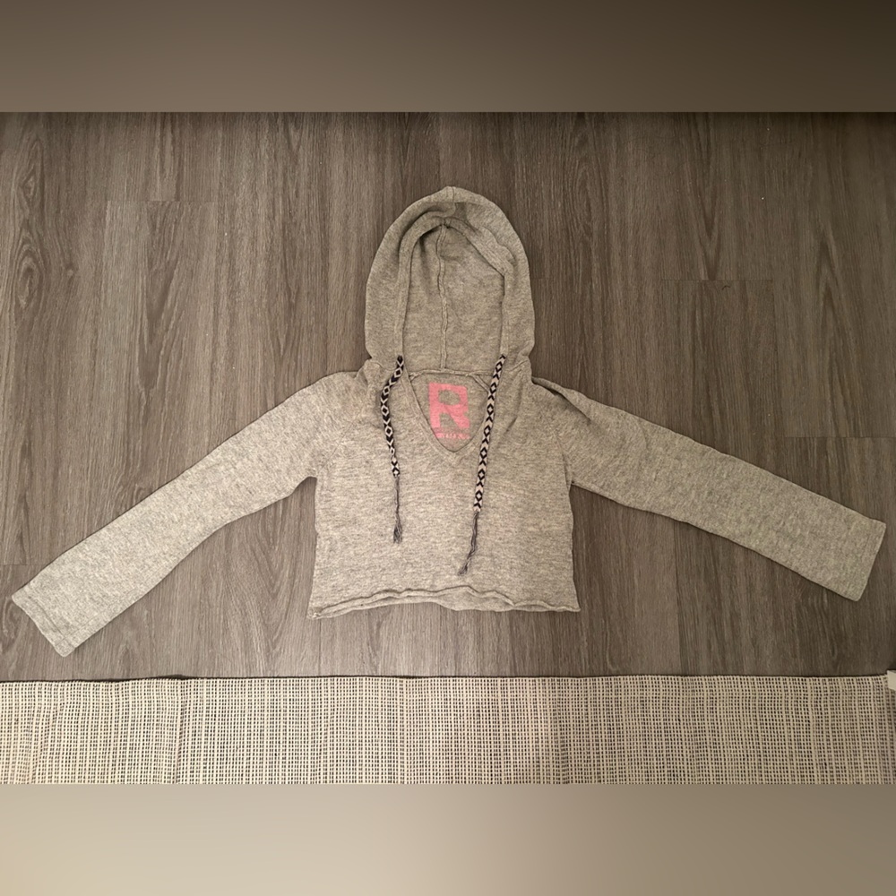 Roxy Gray Hooded Cropped Sweater